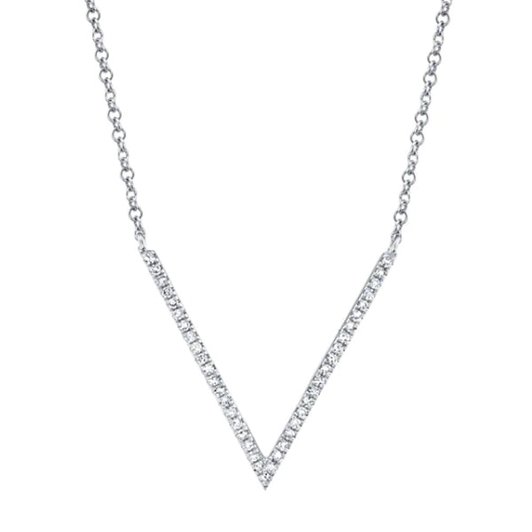 14K White Gold 0.12ctw Diamond "V" Shaped Necklace - SC55001468