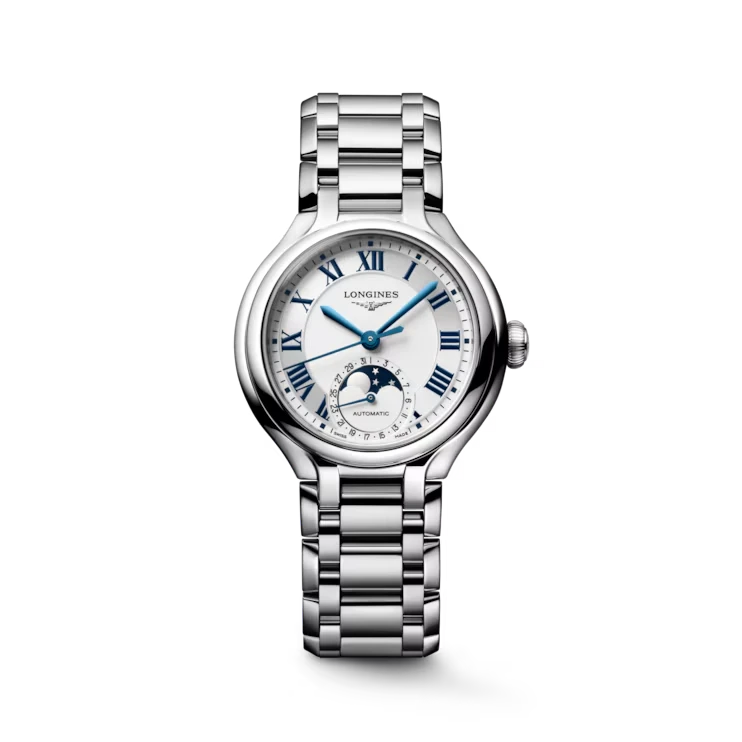 LONGINES PRIMALUNA MOONPHASE, L8.126.4.71.6, Automatic watch, Ø 34.00 mm, Stainless steel.
