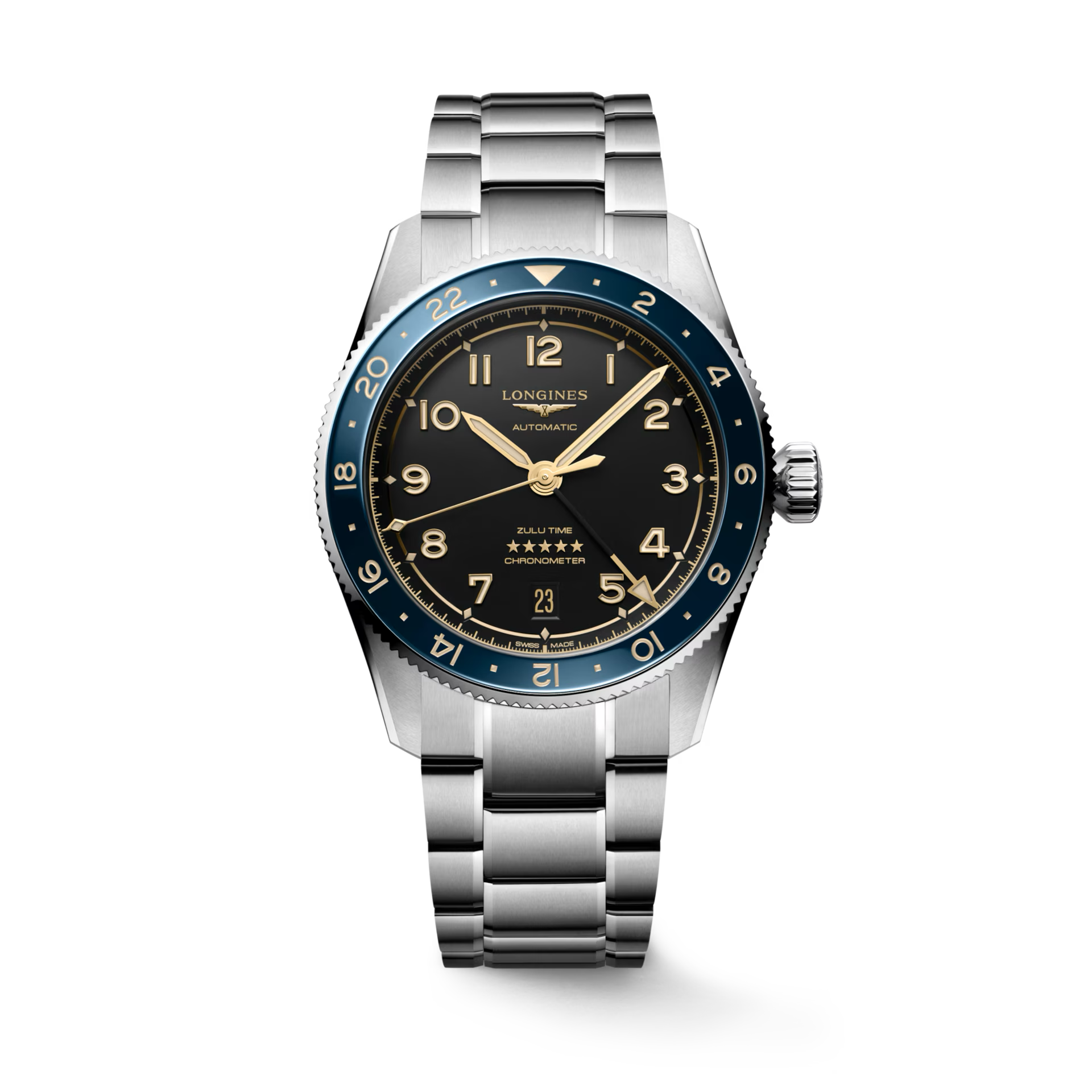 Spirit Zulu Time, automatic watch, Ø 39.00 mm, stainless steel and ceramic bezel.