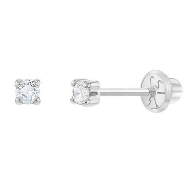 CLEAR CUBIC CZ SOLITAIRE EARRINGS