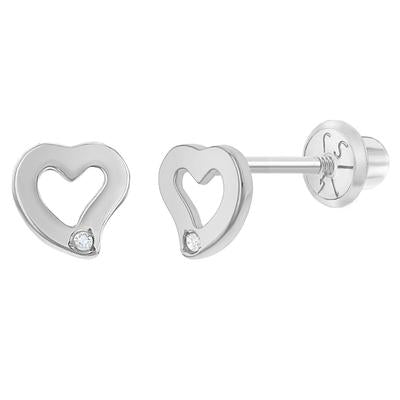 DIAMOND ACCENT CURVE HEART EARRINGS