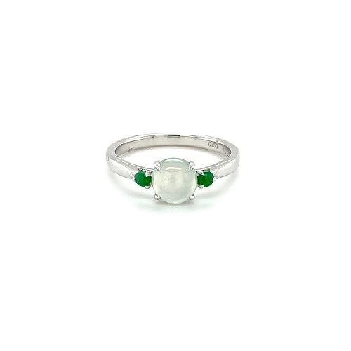 White and Green Jade Ring