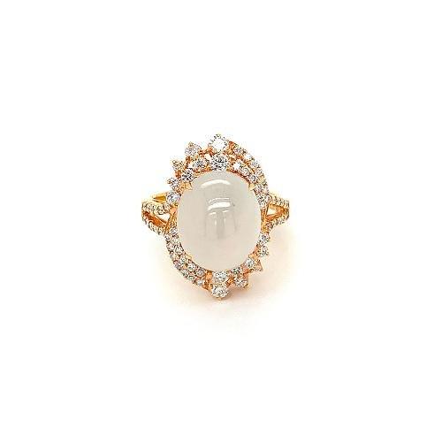 White Jade Diamond Ring