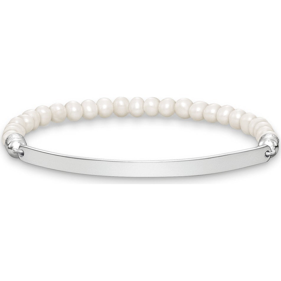 Glam Love Bridge Freshwater Pearl Bracelet (Silver/White)