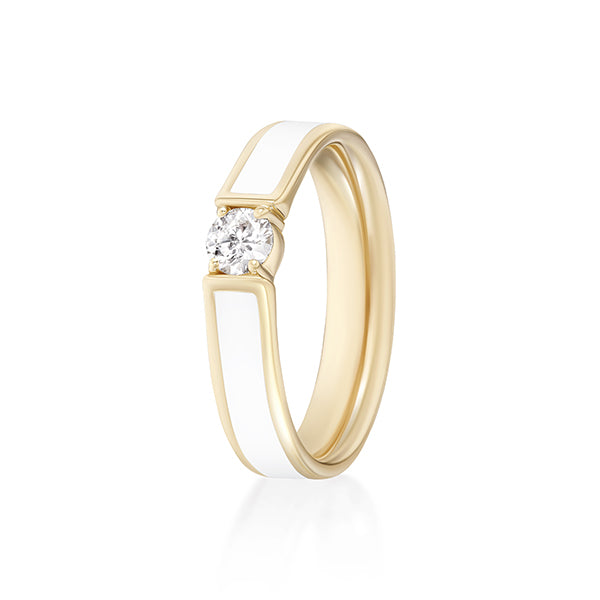 Melissa Kaye 18K Yellow Gold White Enamel Ring - R2403B