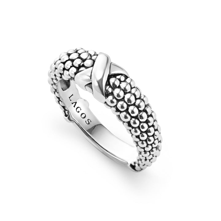 Lagos Signature Caviar Beaded X Ring- 03-80354-7