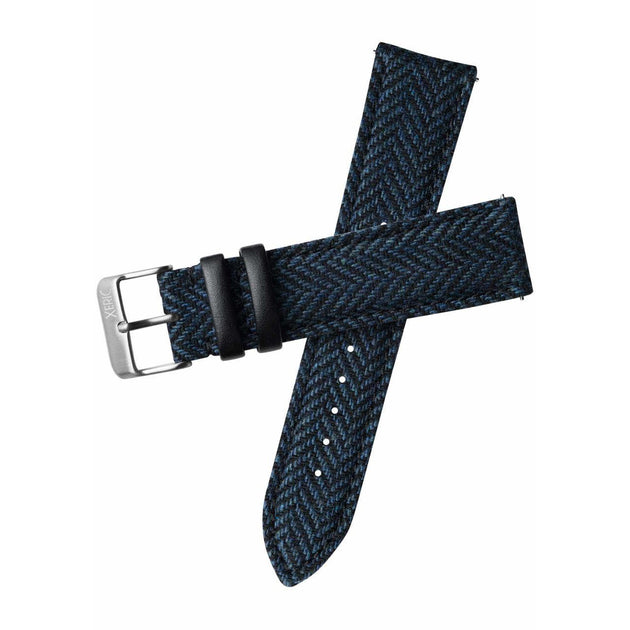 Xeric 22mm Herringbone Tweed Blue Strap Silver Buckle