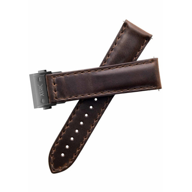 Xeric 22mm Horween Chromexcel Brown Strap Gunmetal Hidden Deployant Clasp