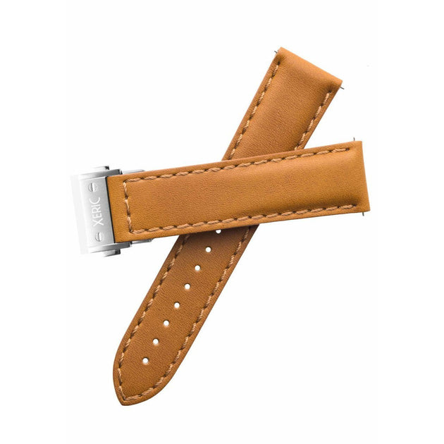 Xeric 22mm Horween Chromexcel Tan Strap Silver Hidden Deployant Clasp
