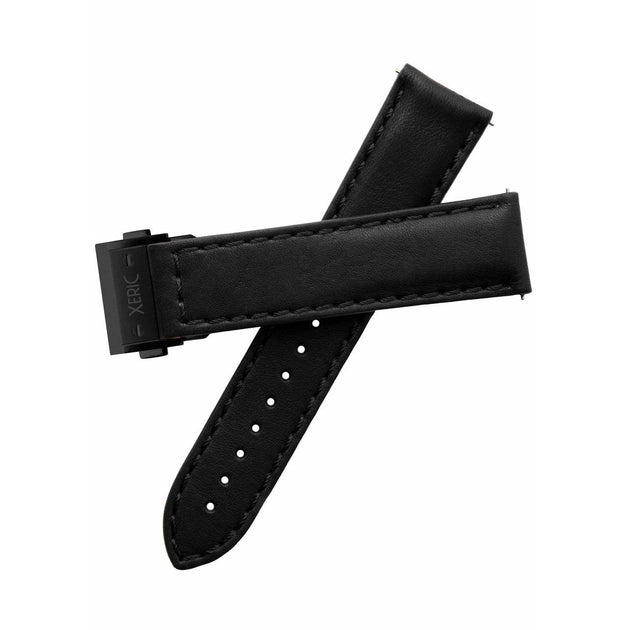 Xeric 22mm Horween Essex Black Strap Black Hidden Deployant Clasp