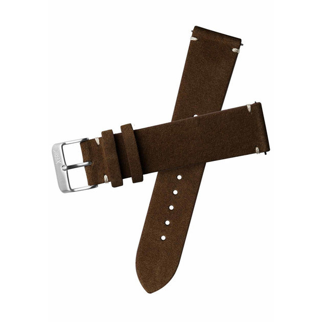 Xeric 22mm Italian Suede Dark Brown Strap Silver Buckle