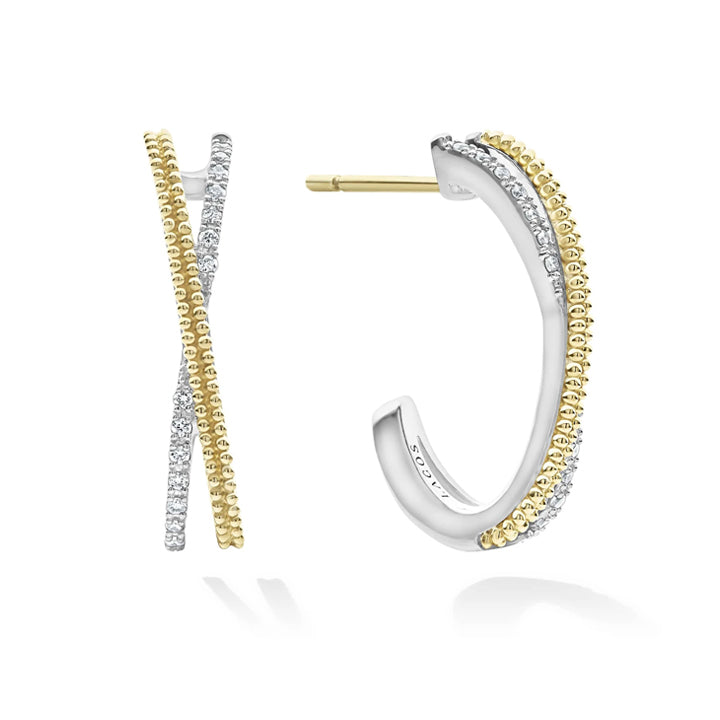 Lagos Caviar Lux Diamond Hoop Earrings - 01-81902-DD
