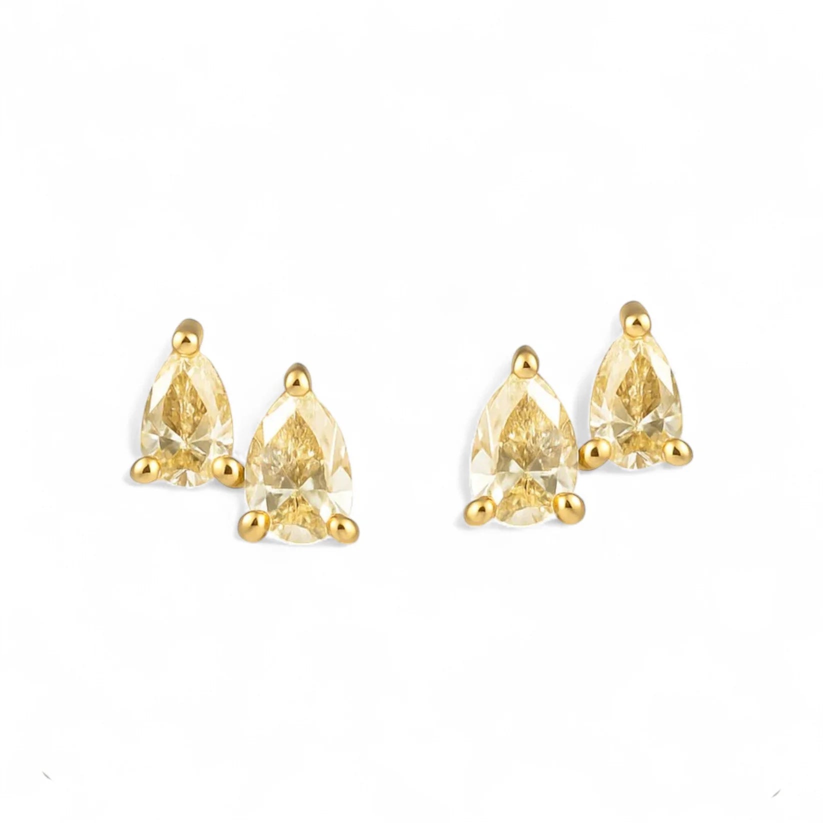 18K Yellow Gold Teardrop Yellow Diamond Earrings