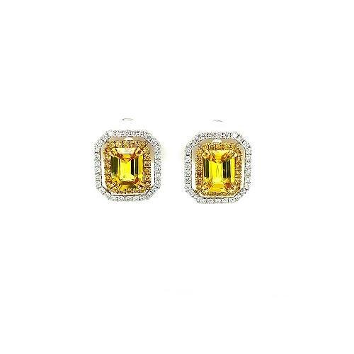 Yellow Sapphire Diamond Earrings