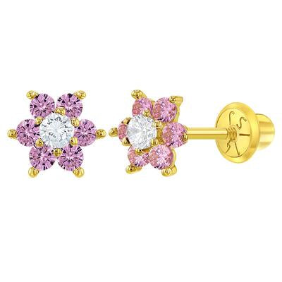 CUBIC CZ FLOWER EARRINGS
