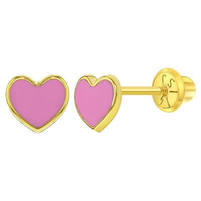 PRETTY PINK ENAMEL HEART EARRINGS