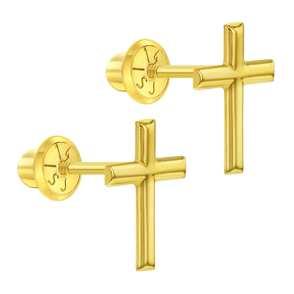 GOLD CLASSIC CROSS EARRINGS