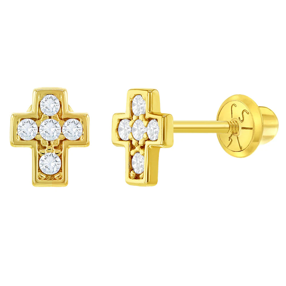 14K Yellow Gold & Cz Cross