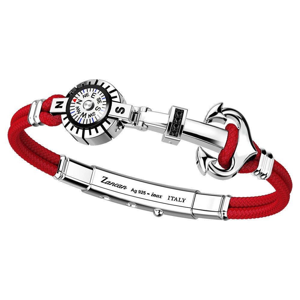 Red Kevlar with Compass and Black Spinels Bracelet