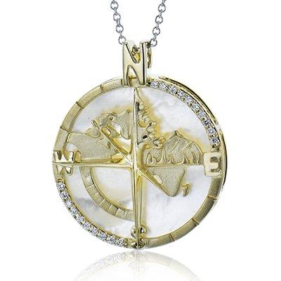 Zeghani 14K Diamond Compass Pendant