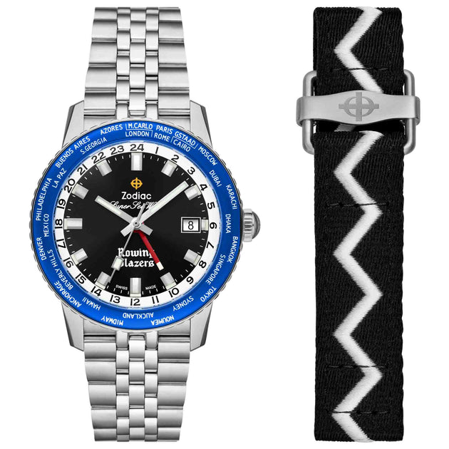Zodiac x Rowing Blazers ZO9414 Super Sea Wolf GMT Automatic Black Blue Limited Edition